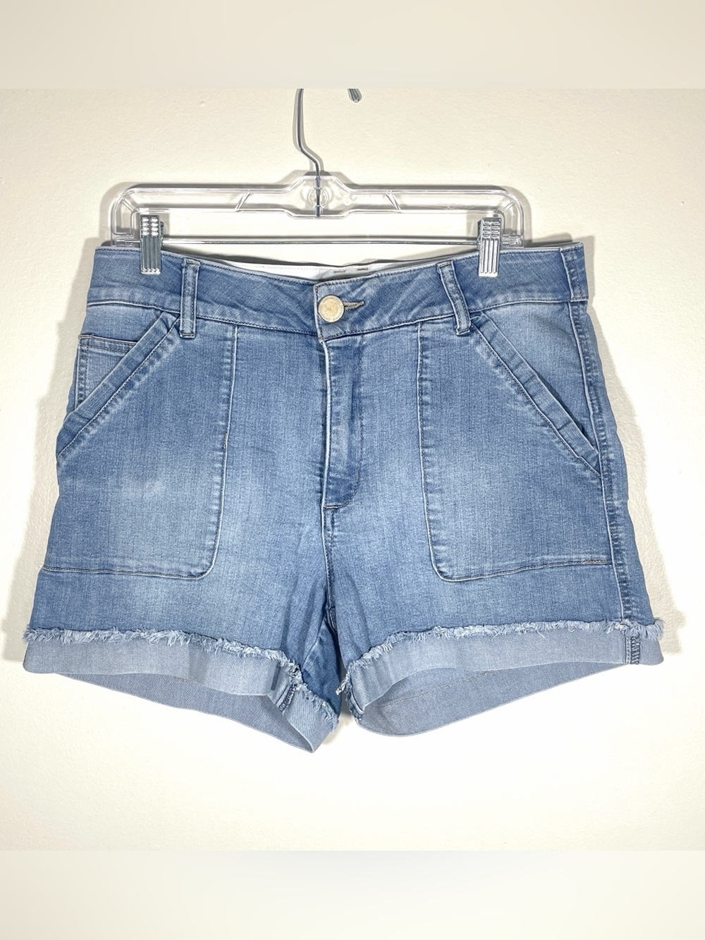Democracy “Ab” Solution Size 12 High Rise Cuffed Denim Shorts Retro Utility